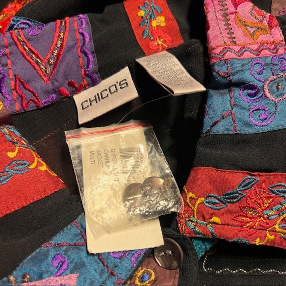 Chico's NWT Black, Purple, Red & Turquoise Button Down Jacket Size XL - Picture 8 of 8